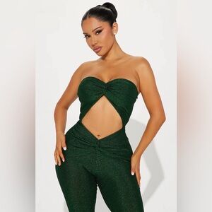 Strapless Emerald Green Cutout Jumpsuit